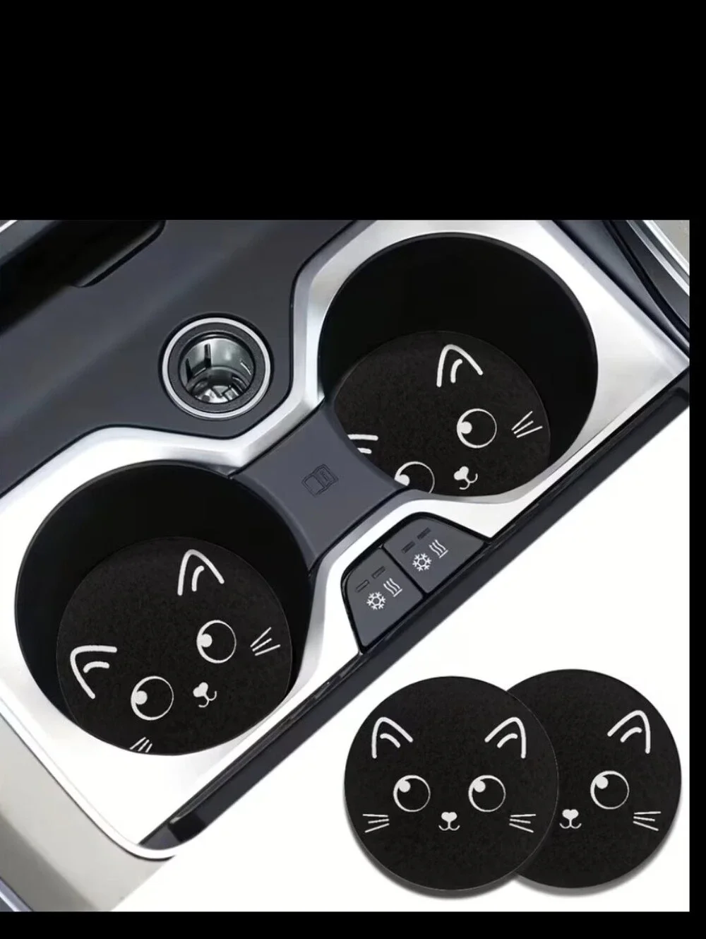 Cat Decor Car Coaster 2pc Set New